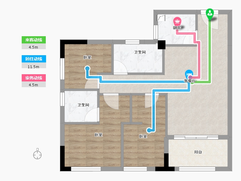 广东省-梅州市-冠华公寓-67.65-户型库-动静线