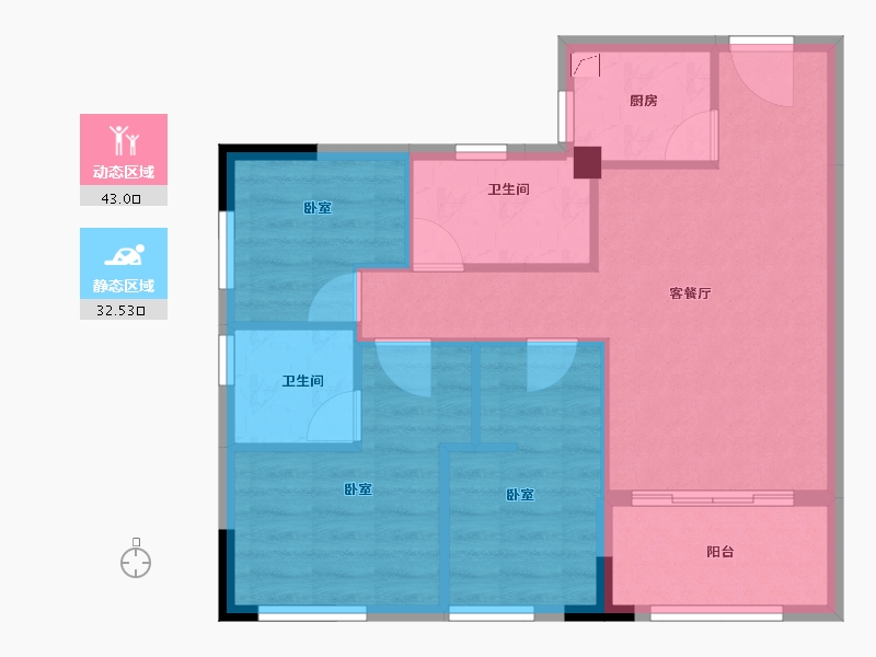 广东省-梅州市-冠华公寓-67.65-户型库-动静分区