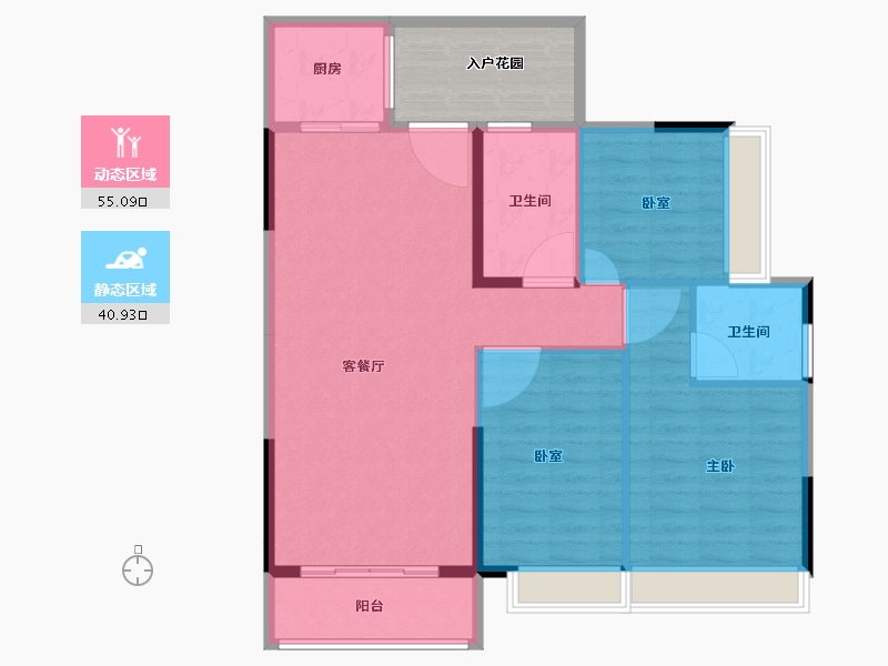 广东省-肇庆市-鸿益幸福湖畔-94.70-户型库-动静分区