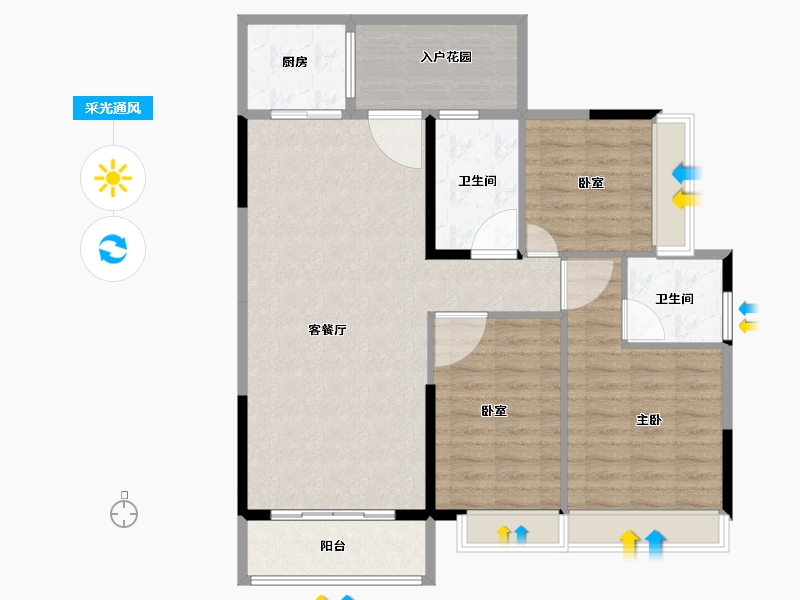 广东省-肇庆市-鸿益幸福湖畔-94.70-户型库-采光通风