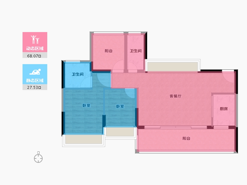 广东省-江门市-御海莲花-86.00-户型库-动静分区