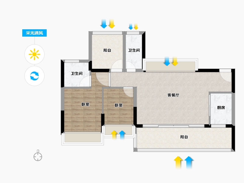 广东省-江门市-御海莲花-86.00-户型库-采光通风