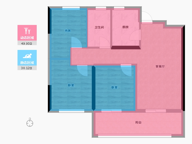 河南省-郑州市-兴港永威南樾-71.12-户型库-动静分区