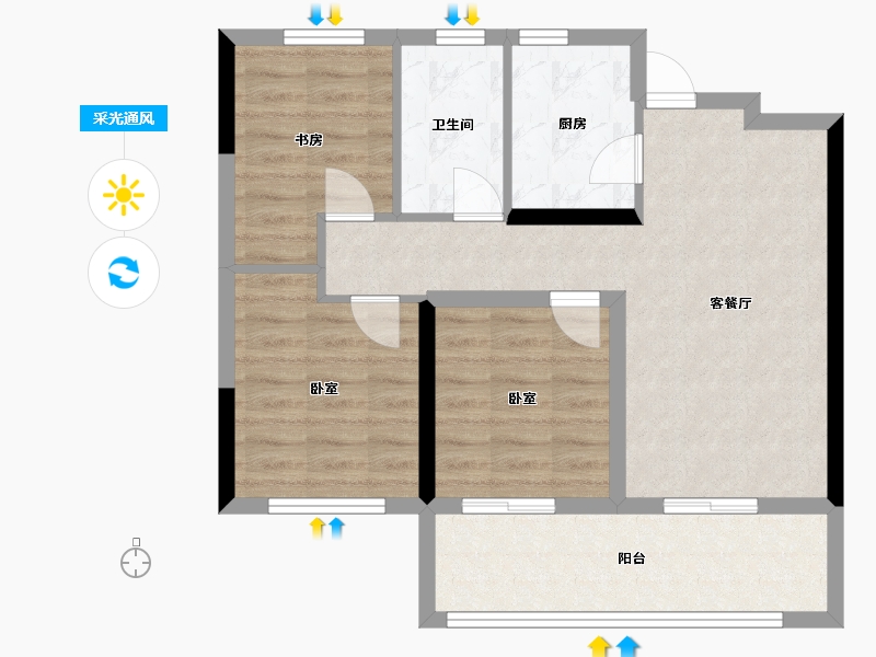 河南省-郑州市-兴港永威南樾-71.12-户型库-采光通风