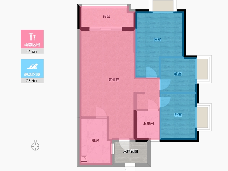 广东省-广州市-南沙时代-64.00-户型库-动静分区