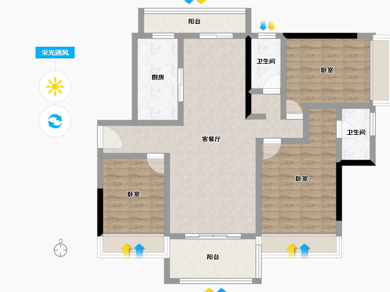 广东省-湛江市-吴川市财富海岸-98.58-户型库-采光通风