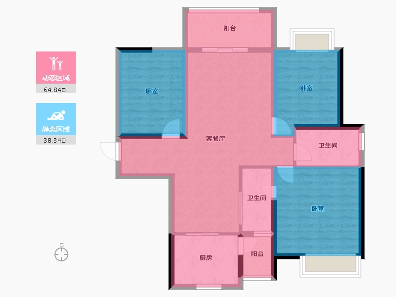 湖北省-十堰市-凯旋城二期-92.36-户型库-动静分区