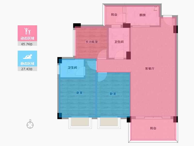 广东省-惠州市-宏新蜜糖小城二期-84.10-户型库-动静分区