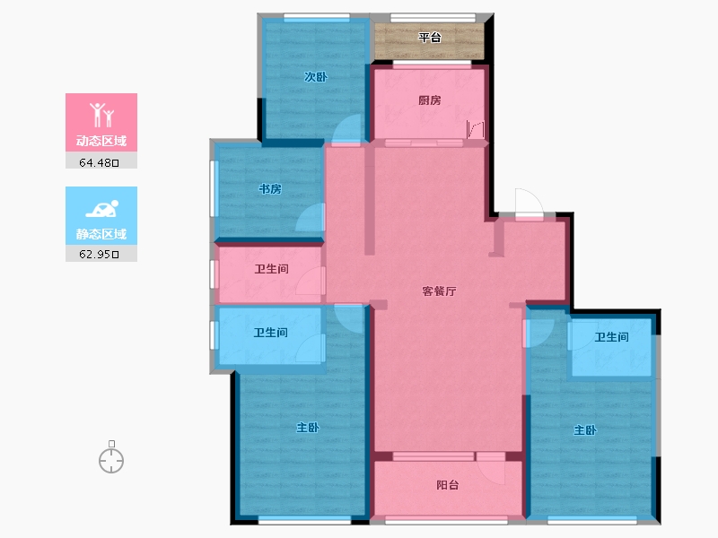 湖南省-湘潭市-潭房中央公园-115.95-户型库-动静分区