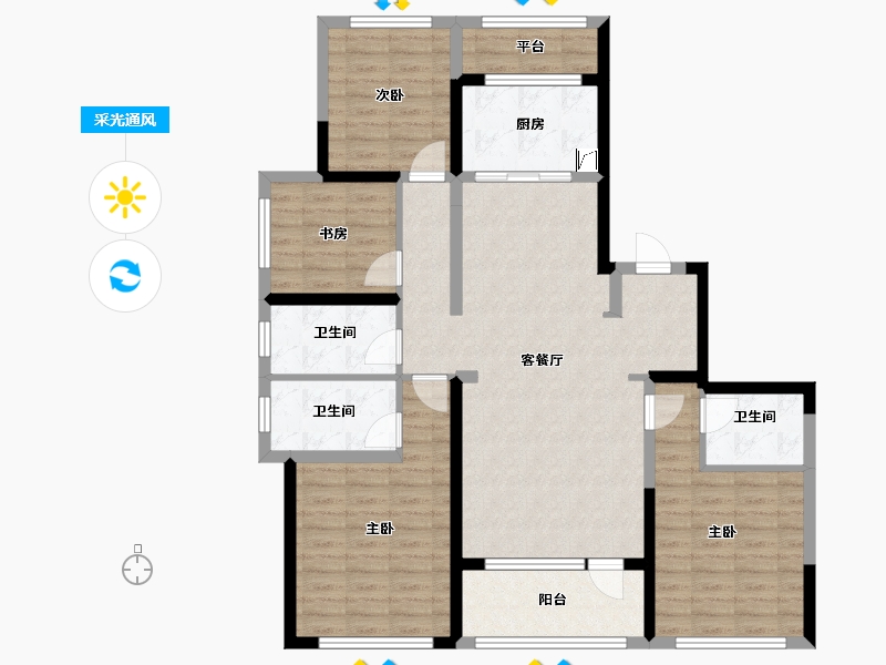 湖南省-湘潭市-潭房中央公园-115.95-户型库-采光通风