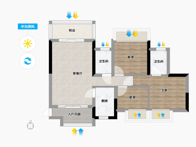 广东省-广州市-大夫山尚东-60.65-户型库-采光通风