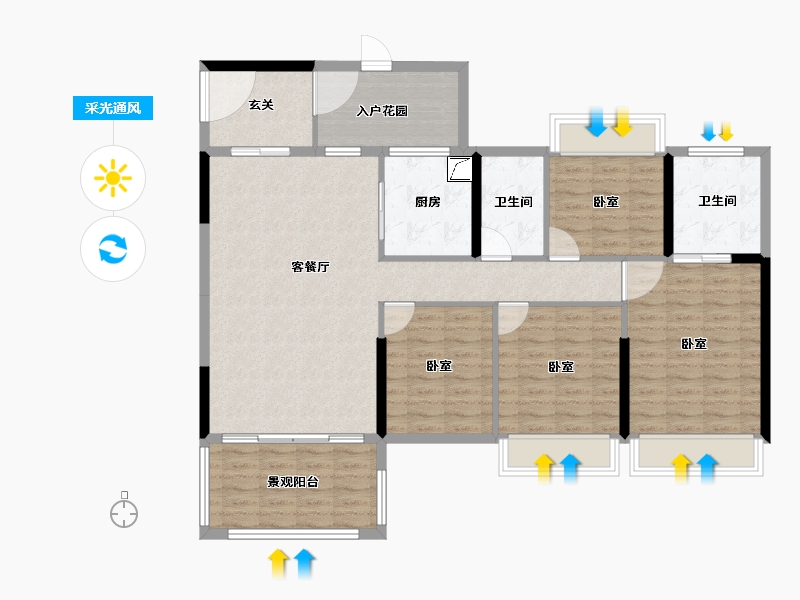 广东省-湛江市-盛世家园-119.90-户型库-采光通风