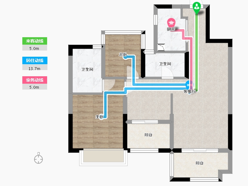 浙江省-宁波市-湖畔樾山-72.00-户型库-动静线