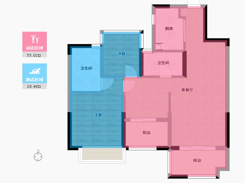 浙江省-宁波市-湖畔樾山-72.00-户型库-动静分区