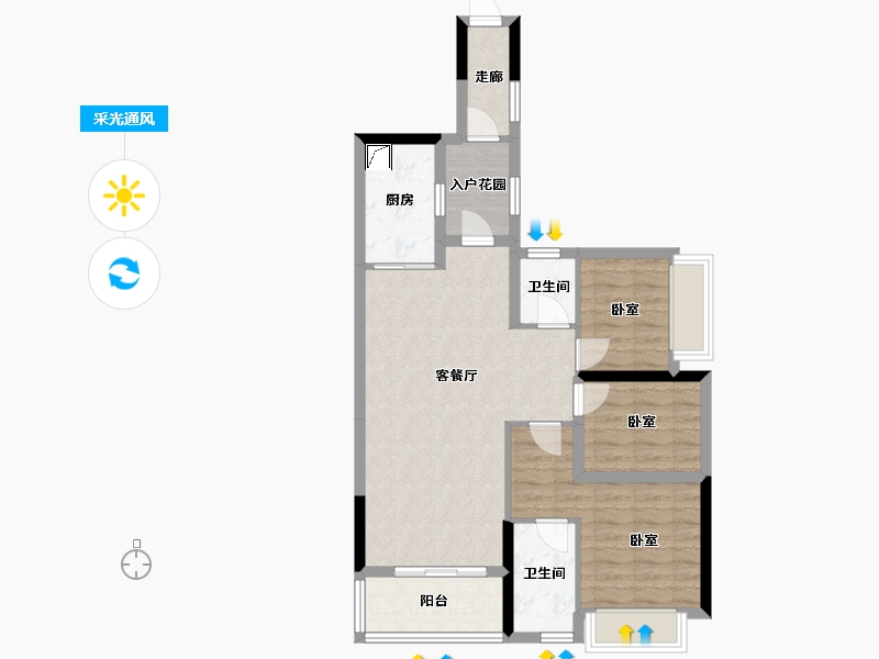 广东省-佛山市-均安碧桂园珑景-77.74-户型库-采光通风