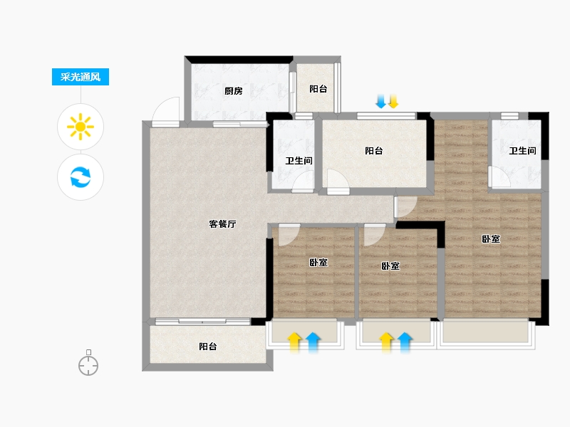 广东省-佛山市-宏宇景裕豪园-101.99-户型库-采光通风