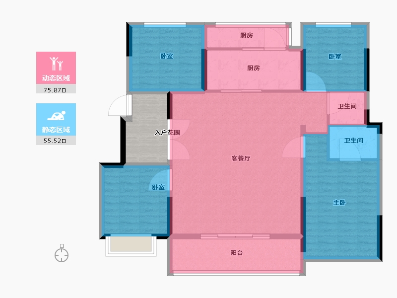 安徽省-六安市-高速时代御府-126.01-户型库-动静分区