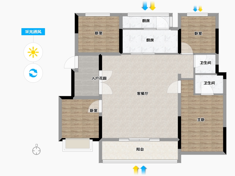 安徽省-六安市-高速时代御府-126.01-户型库-采光通风