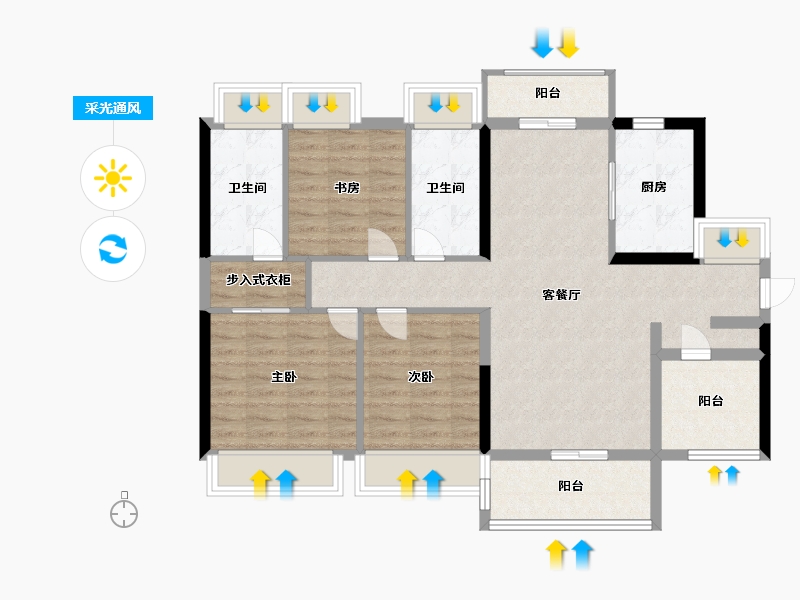 广东省-佛山市-东原印阅府-96.00-户型库-采光通风