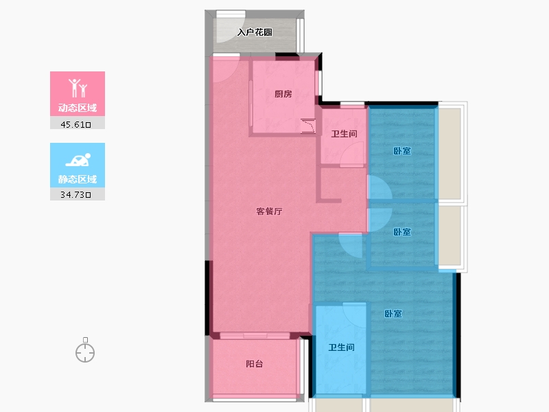 广东省-广州市-佛山时代天韵-75.51-户型库-动静分区