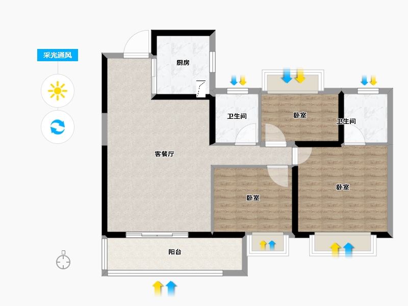 湖北省-孝感市-孝感保利香颂-94.00-户型库-采光通风