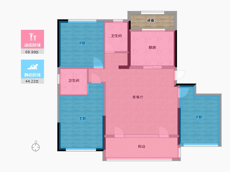 辽宁省-盘锦市-霞光府学府院-105.55-户型库-动静分区