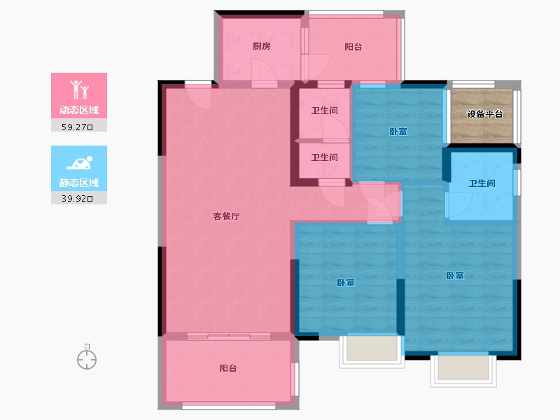 湖南省-岳阳市-汨罗滨江花园-91.46-户型库-动静分区