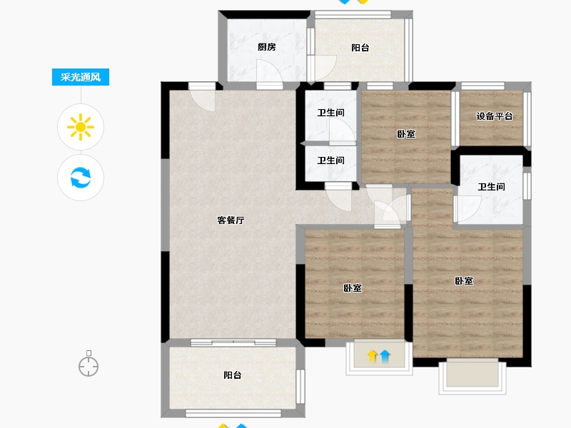 湖南省-岳阳市-汨罗滨江花园-91.46-户型库-采光通风