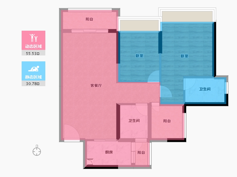 广东省-广州市-藏珑华府-76.21-户型库-动静分区