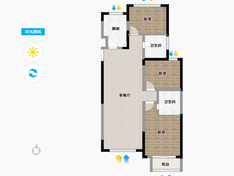 河南省-郑州市-英协生生银河居-110.01-户型库-采光通风