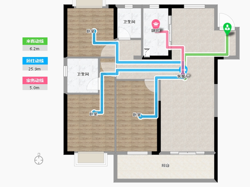 湖北省-荆州市-当代显扬府ΜΟΜΛ-122.90-户型库-动静线