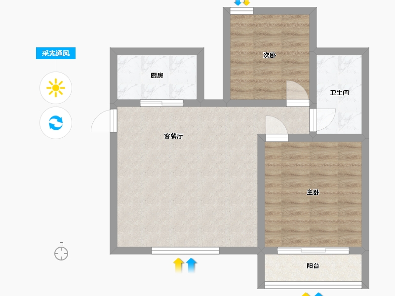 广东省-深圳市-燕晗花园-59.38-户型库-采光通风