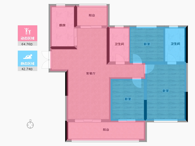 河南省-郑州市-兴港永威南樾-95.91-户型库-动静分区