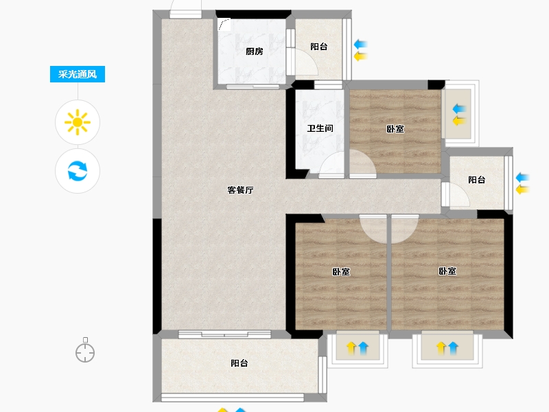 广东省-惠州市-新怡美丽家园-77.15-户型库-采光通风