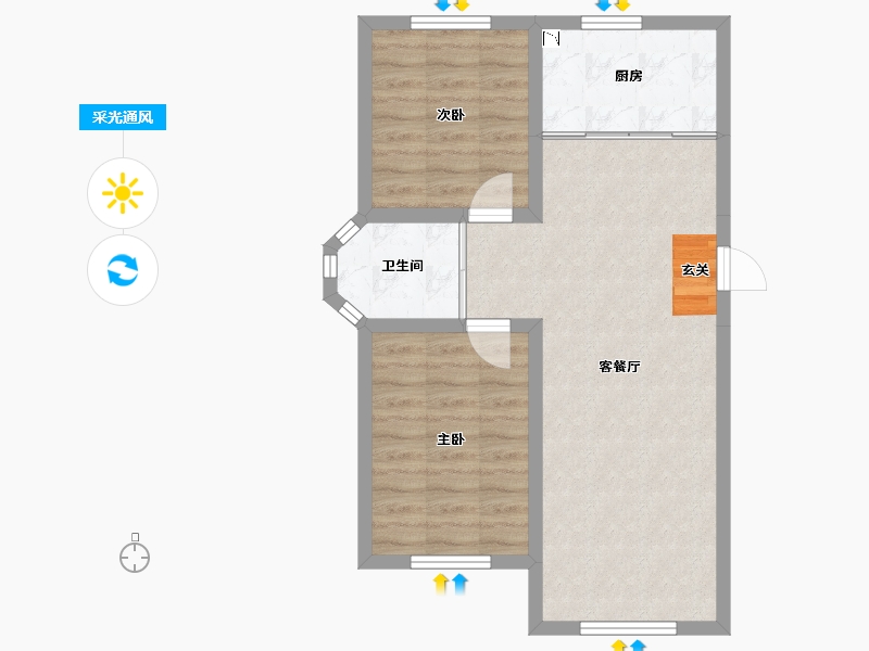 吉林省-长春市-良品柏宏爱琴湾-61.70-户型库-采光通风