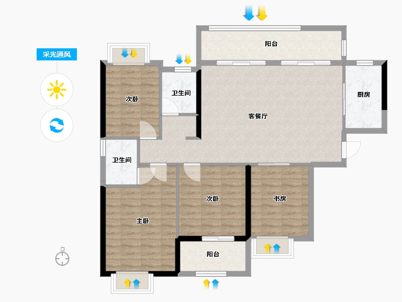 湖南省-长沙市-建发•中央公园-112.00-户型库-采光通风