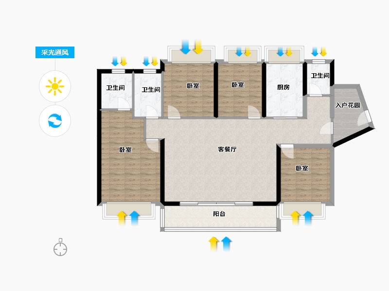 广东省-佛山市-融创望江府住宅-128.69-户型库-采光通风