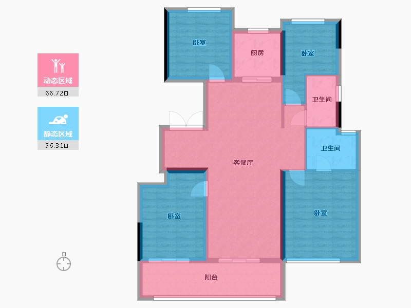 河南省-郑州市-兴港永威南樾-111.01-户型库-动静分区