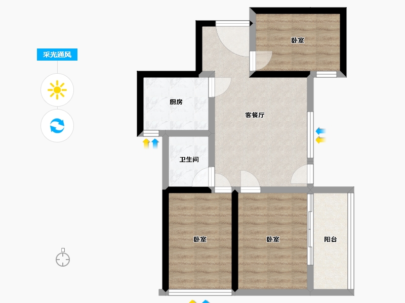 湖北省-十堰市-金港福座-63.44-户型库-采光通风