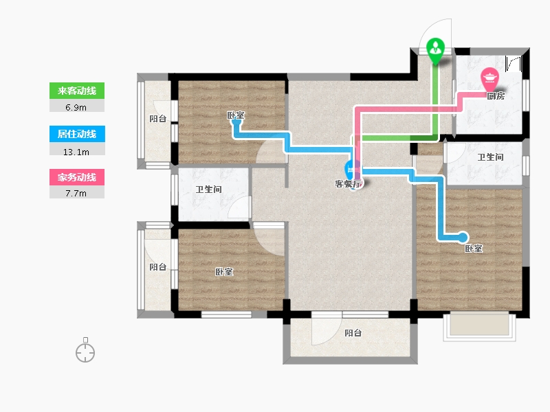 湖北省-武汉市-当代满庭春MOMΛ-110.76-户型库-动静线