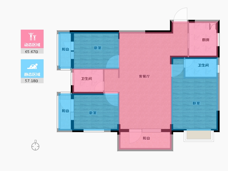 湖北省-武汉市-当代满庭春MOMΛ-110.76-户型库-动静分区