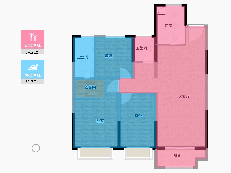 河南省-安阳市-嘉洲华庭三期-106.36-户型库-动静分区