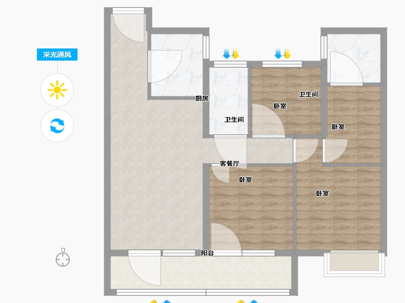 湖北省-十堰市-十堰万达广场-96.01-户型库-采光通风