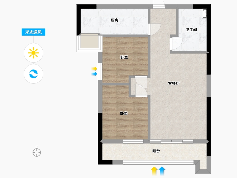 广东省-广州市-金龙城-53.68-户型库-采光通风