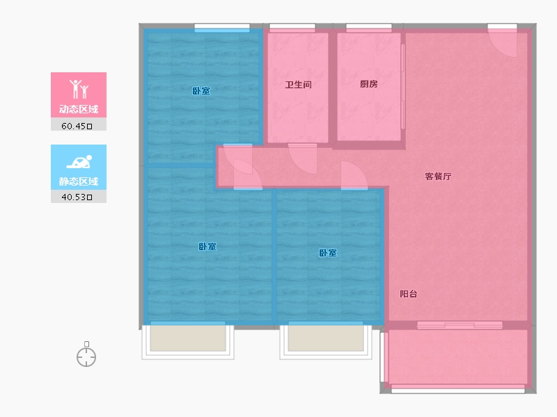 山东省-烟台市-烟台开发区万达广场-91.40-户型库-动静分区