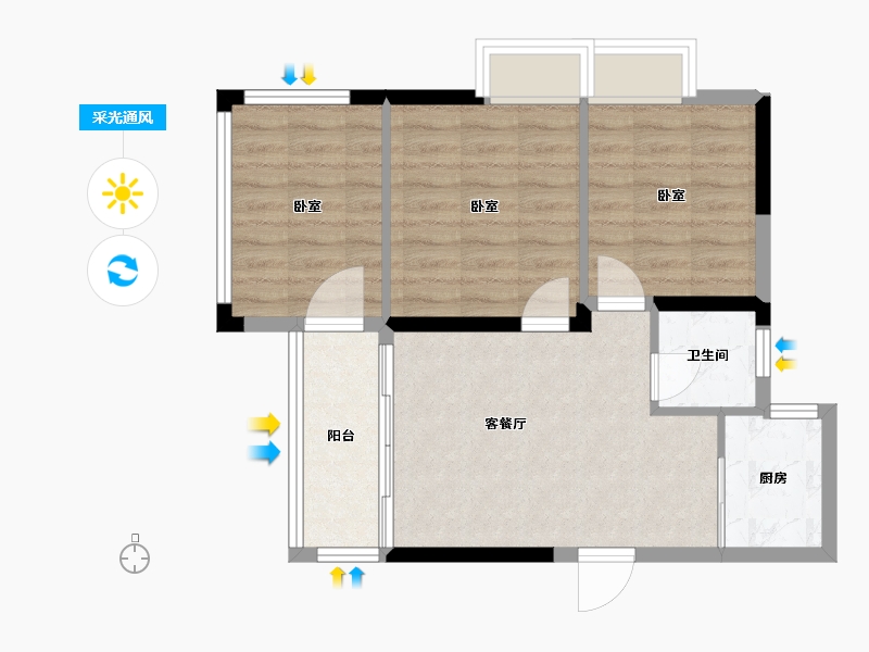 湖南省-怀化市-嘉丰广场-60.35-户型库-采光通风