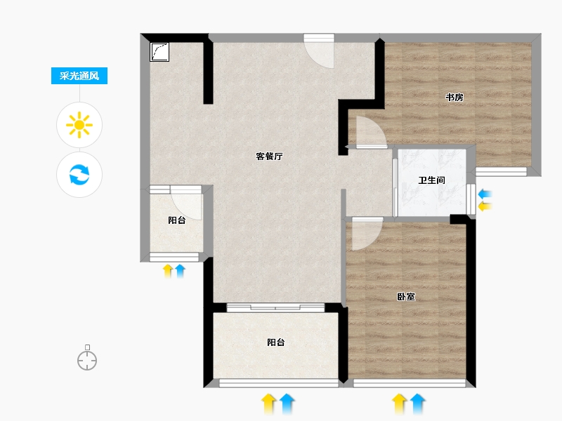 广东省-惠州市-荣灿惠州中心-71.93-户型库-采光通风