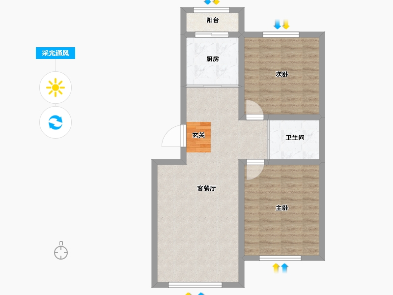 吉林省-长春市-良品柏宏爱琴湾-67.32-户型库-采光通风