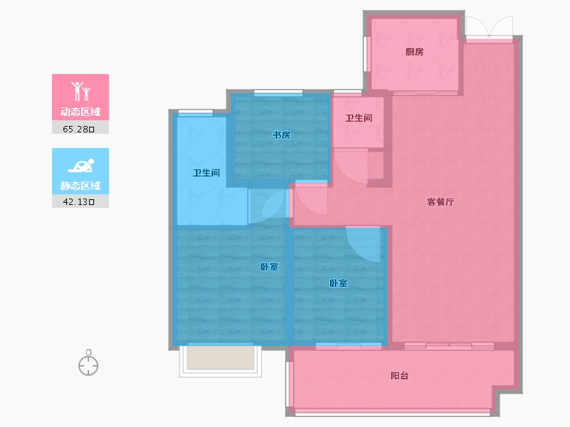 安徽省-六安市-浙东东星苑-97.00-户型库-动静分区