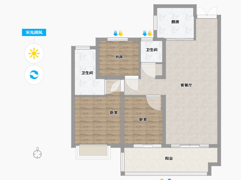 安徽省-六安市-浙东东星苑-97.00-户型库-采光通风